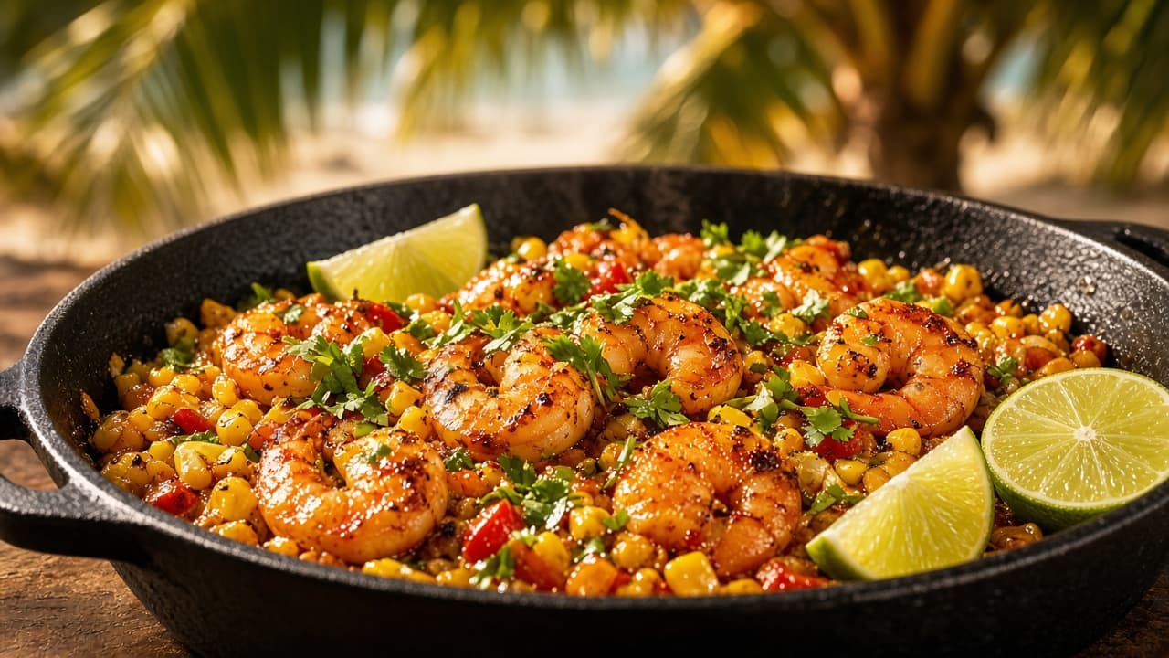 Shrimp Taco Skillet with Corn & Lime