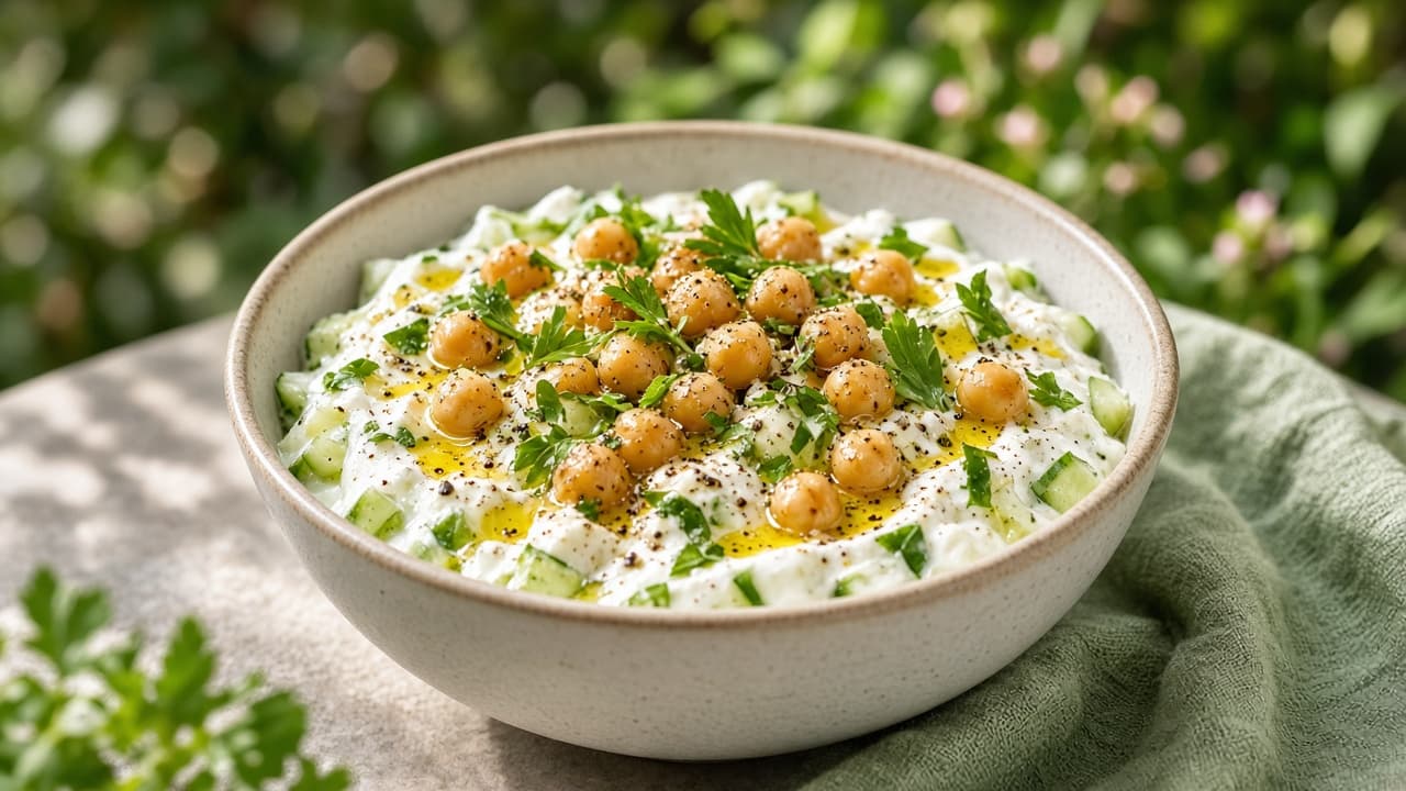 Cucumber Yogurt Chickpea Bowl