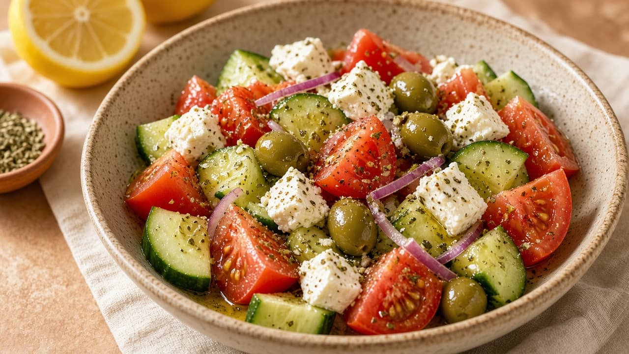 Cucumber Tomato Feta Lunch Salad